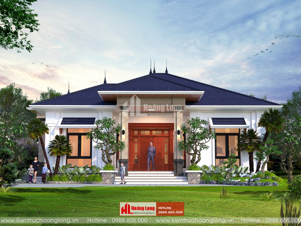 Thiết kế biệt thự 1 tầng mái Nhật tại Lý Nhân Hà Nam [HL900219]
