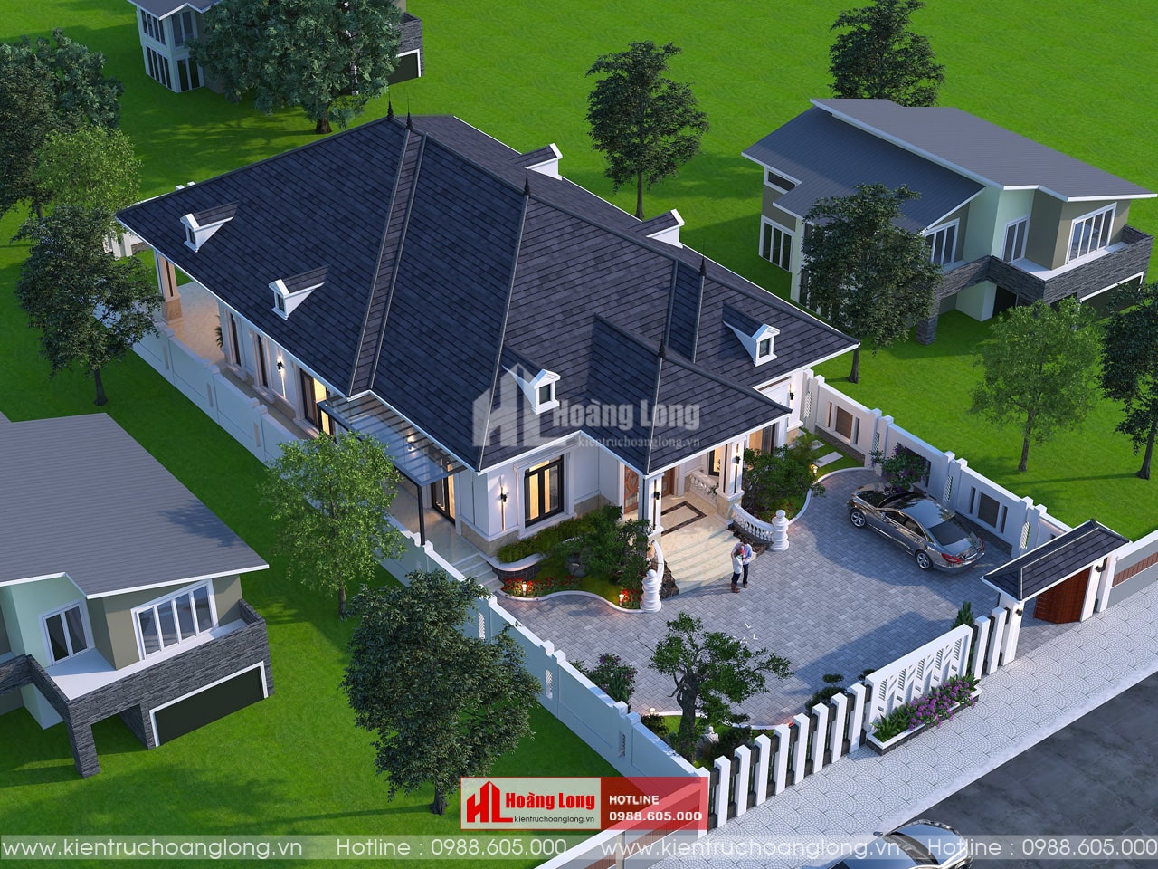 Thiết kế biệt thự 1 tầng mái Nhật tại Điện Biên Phủ [HL270122]