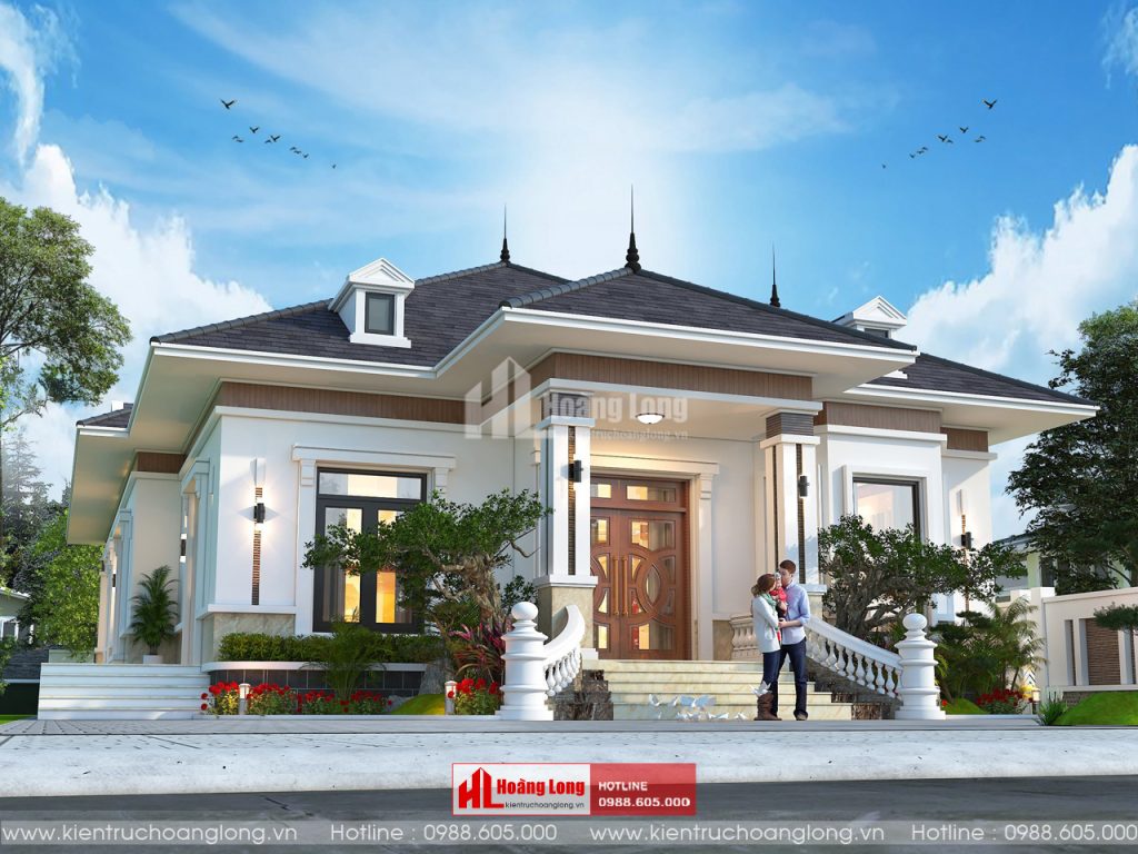 Thiết kế biệt thự 1 tầng mái Nhật tại Điện Biên Phủ [HL270122]