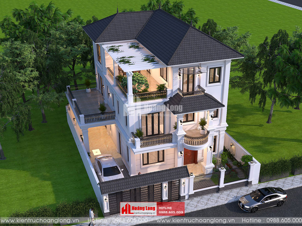 Thiết kế biệt thự 3 tầng mái Nhật tại Thành Phố Hải Phòng [HL151223]