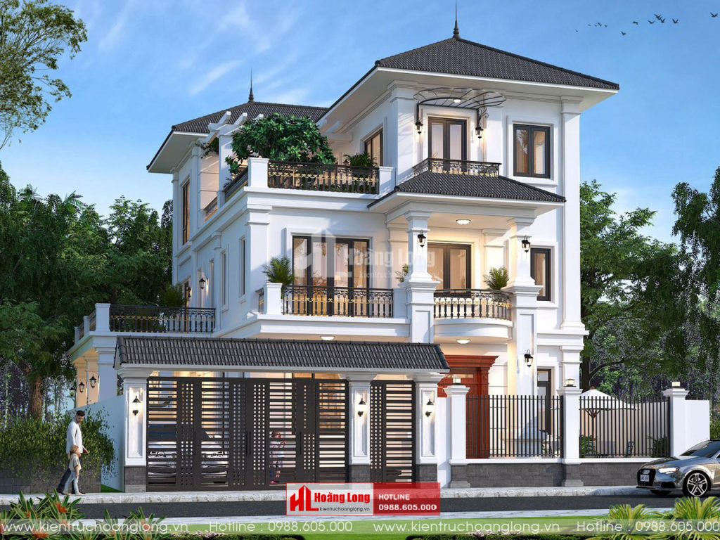 Thiết kế biệt thự 3 tầng mái Nhật tại Thành Phố Hải Phòng [HL151223]