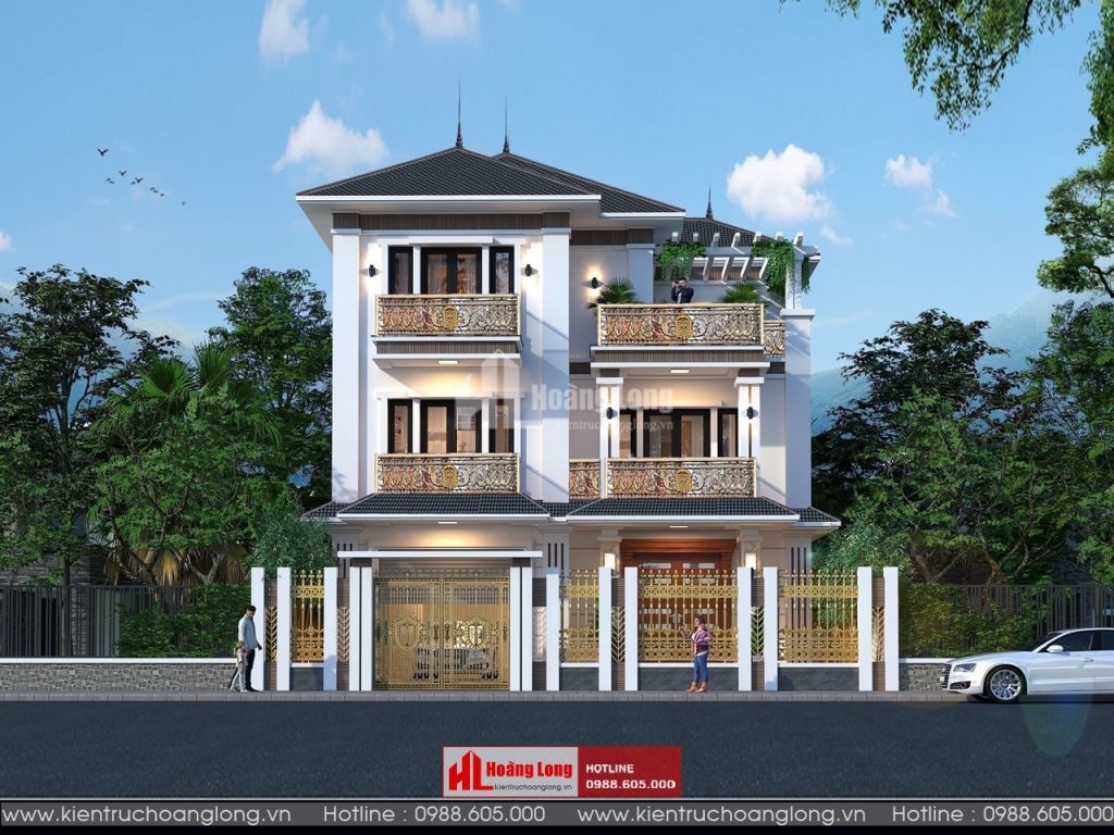 Thiết kế biệt thự 3 tầng tân cổ điển mái Nhật tại Kinh Môn Hải Dương [HL340721]
