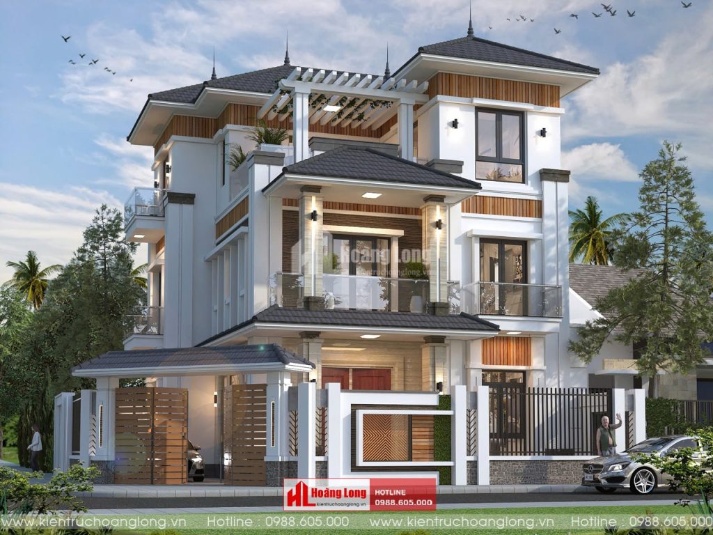 Thiết kế biệt thự hiện đại 3 tầng mái Nhật tại Kinh Môn Hải Dương [HL340623]