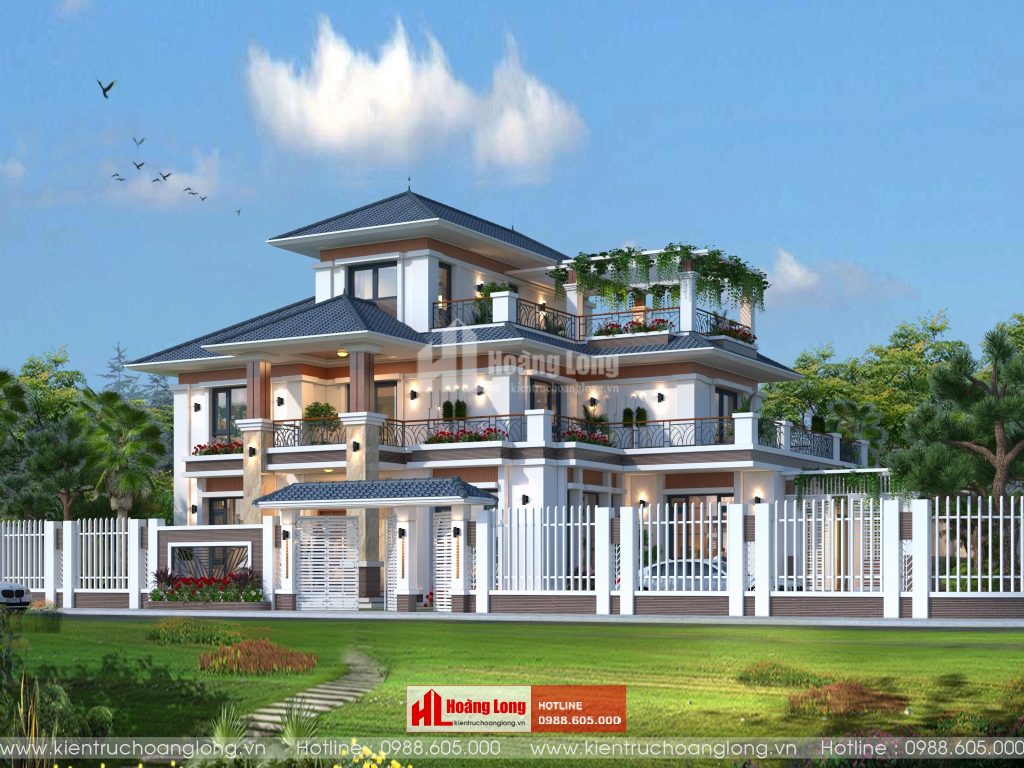 Thiết kế biệt thự 3 tầng tân cổ điển mái Nhật tại Dương Kinh Hải Phòng [HL151323]