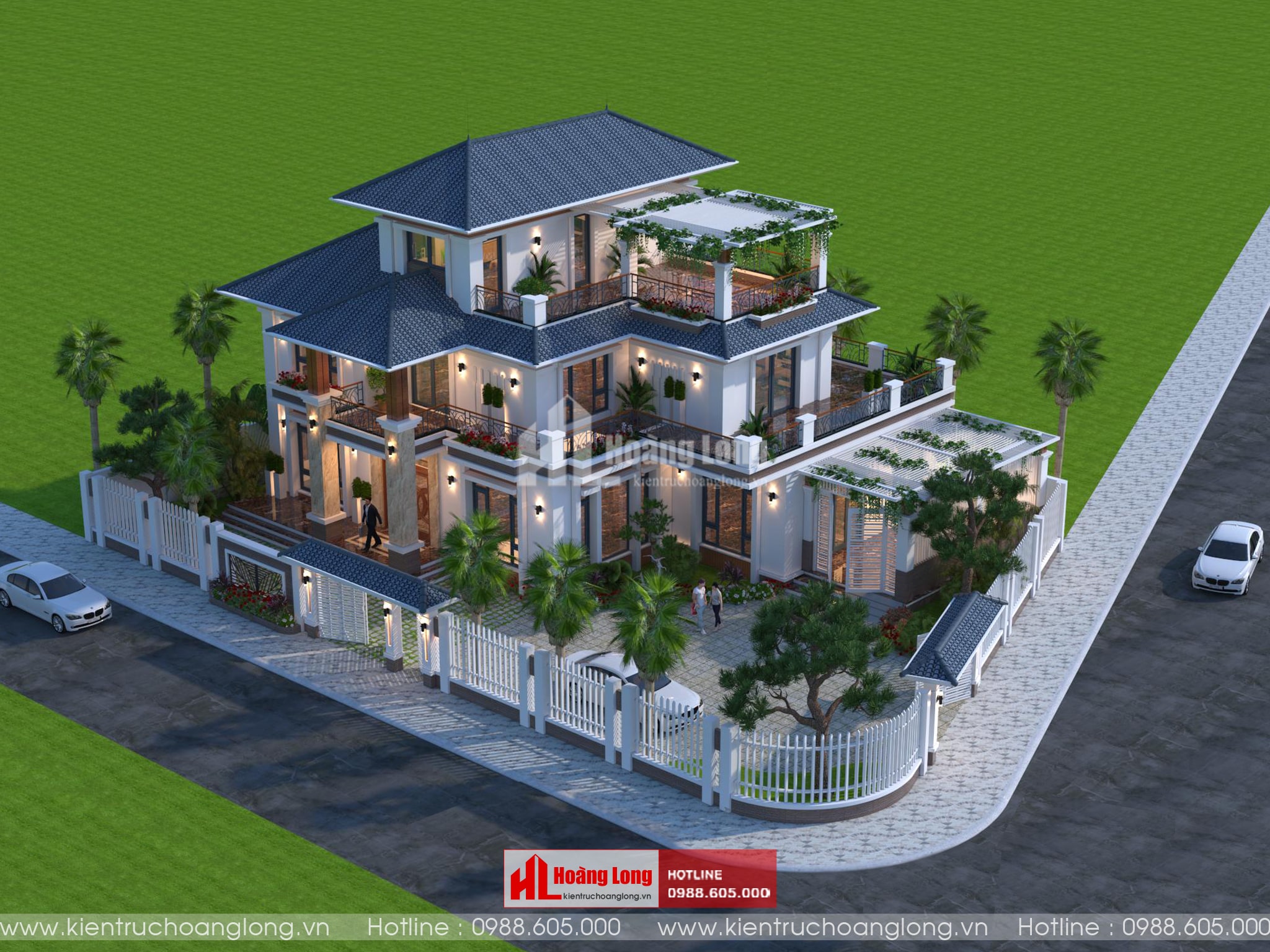 Thiết kế biệt thự 3 tầng tân cổ điển mái Nhật tại Dương Kinh Hải Phòng [HL151323]