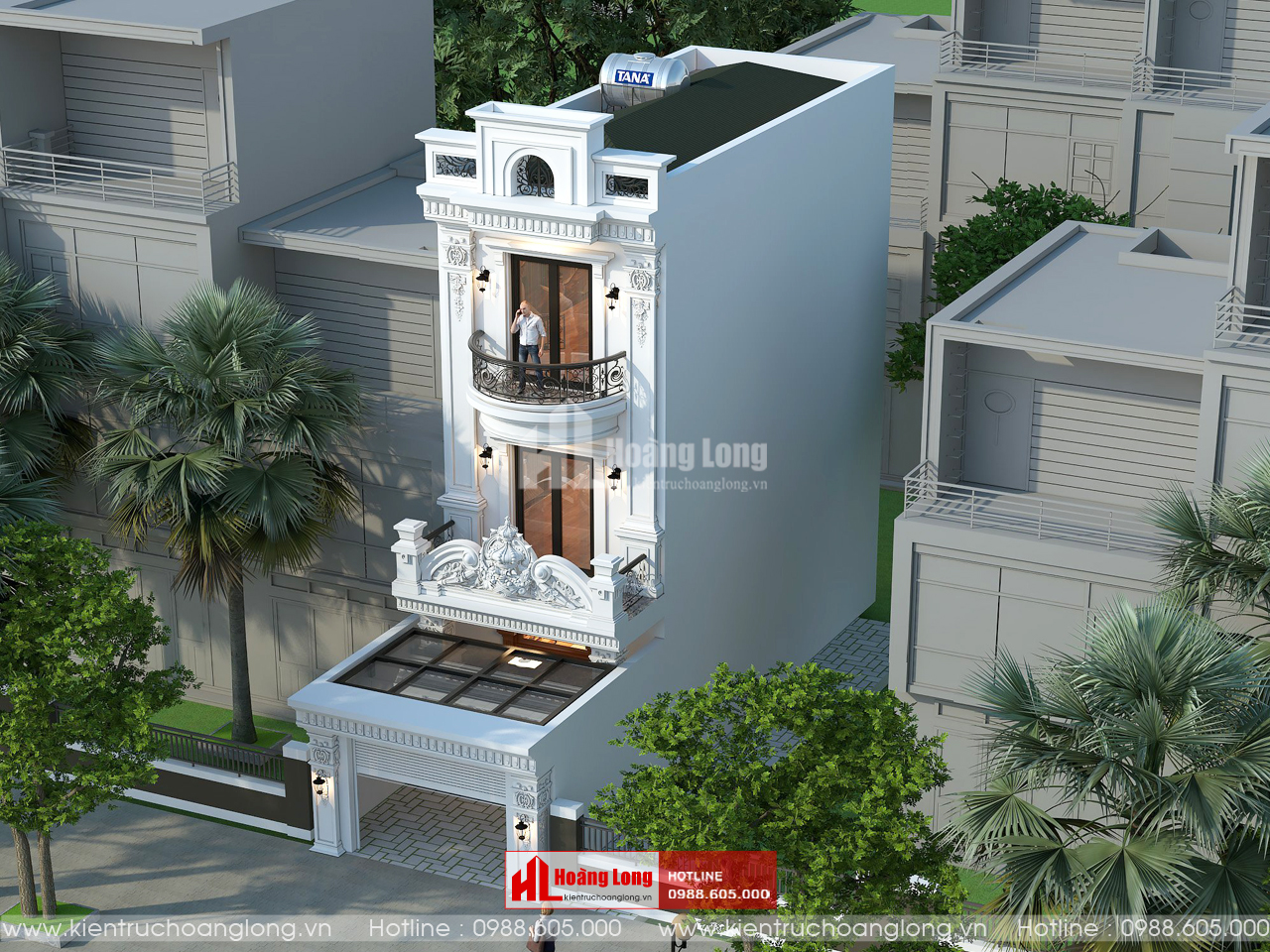 Thiết kế nhà phố 3 tầng tân cổ tại Thành Phố Thái Bình [HL170522]