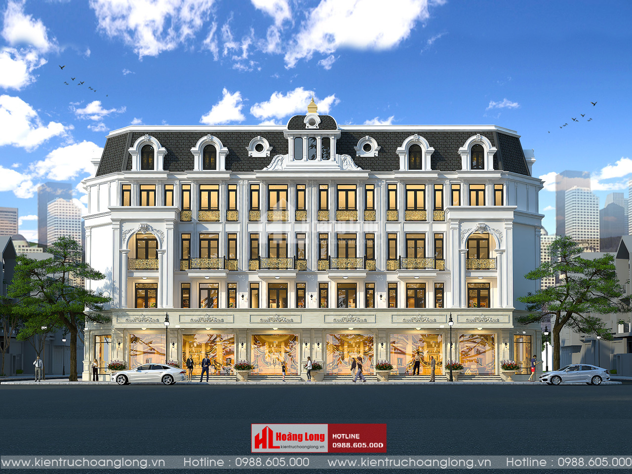 Thiết kế biệt thự thương mại kết hợp văn phòng cho thuê 4 tầng tại Diễn Châu – Nghệ An [HL010825]