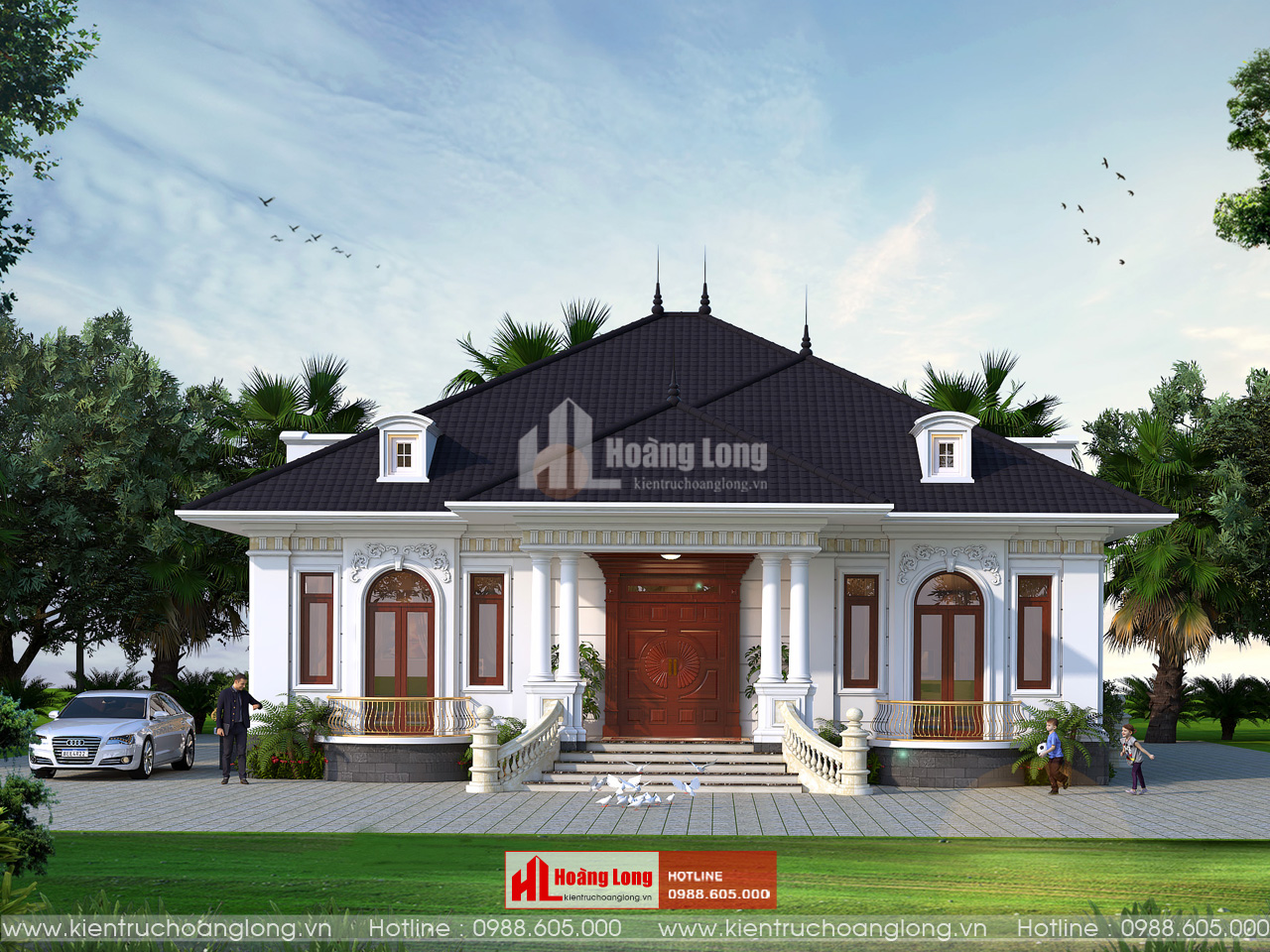 Thiết kế biệt thự 1 tầng mái Nhật tại Hưng Nguyên – Nghệ An [HL270725]