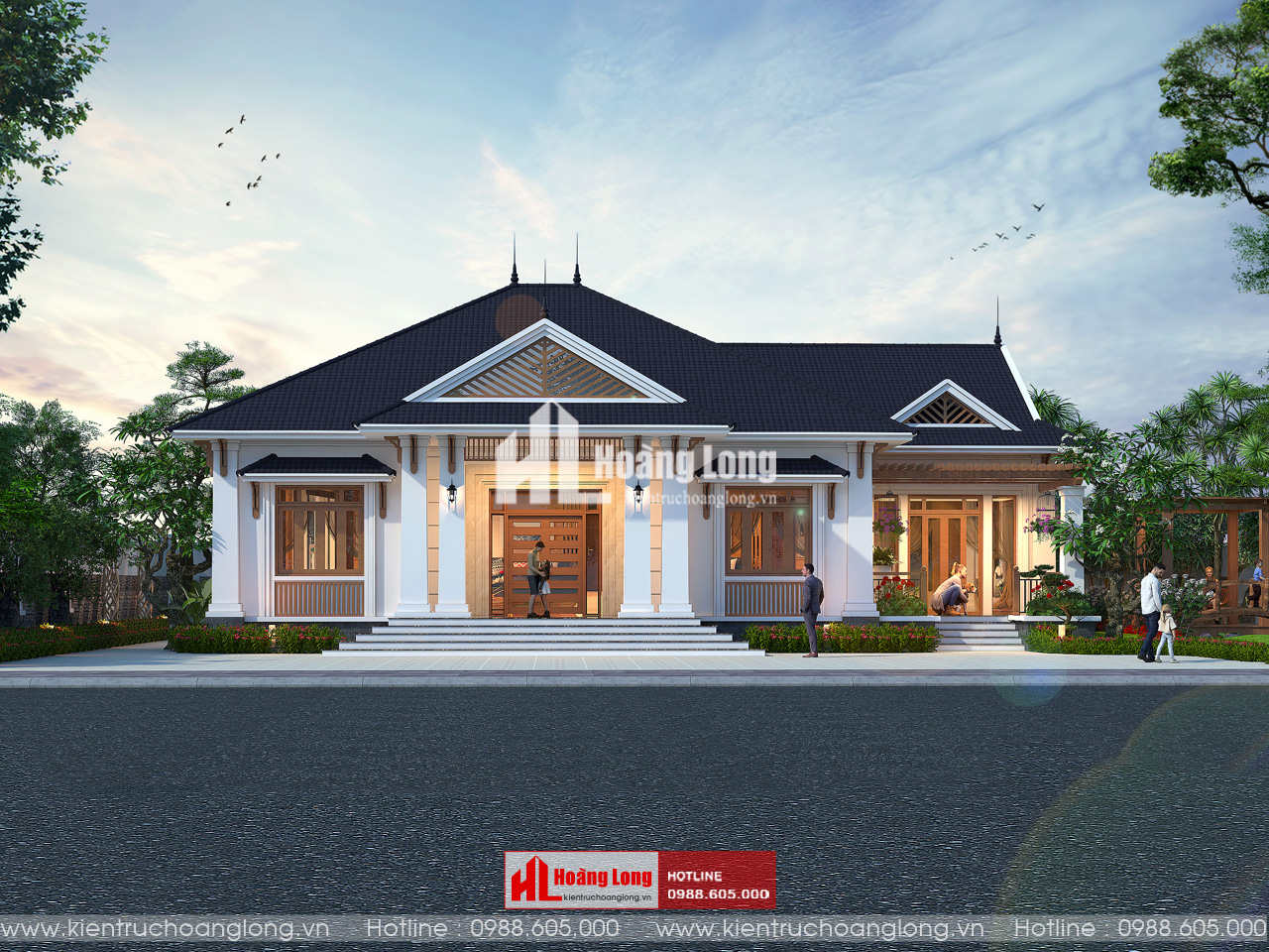 Thiết kế biệt thự mái nhật 1 tầng 130m² tại Đồng Nai [HL203925]