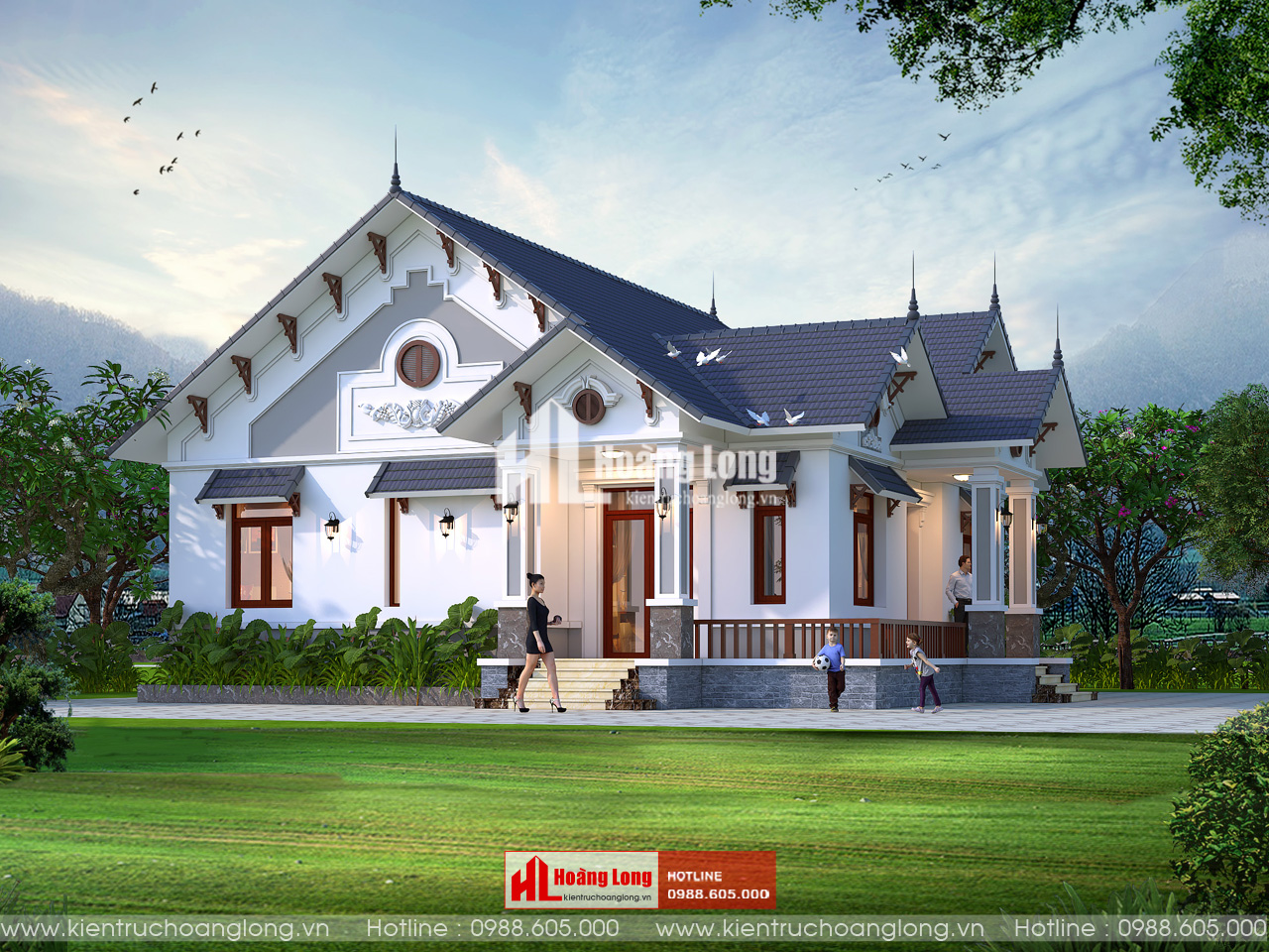 Thiết kế thi công biệt thự mái Thái 1 tầng tại Đà Nẵng [HL2002925]