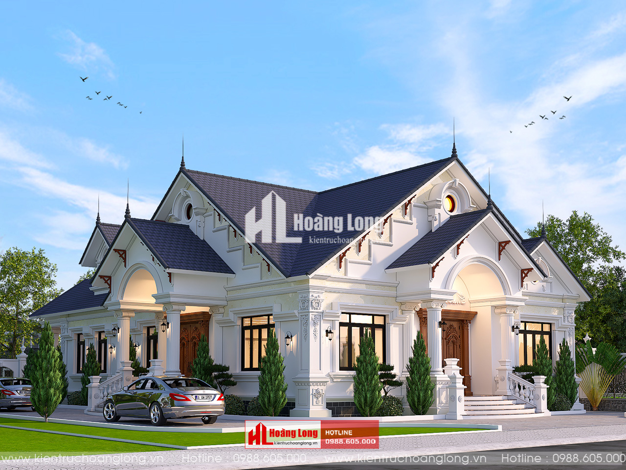 Thiết kế biệt thự hiện đại 1 tầng mái Nhật tại TP Ninh Bình – Ninh Bình [HL140925]
