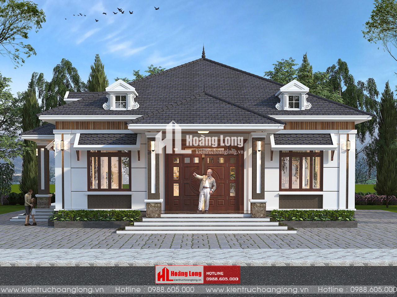 Thiết kế biệt thự hiện đại 1 tầng mái Nhật tại Yên Mỹ – Hưng Yên [HL1509025]