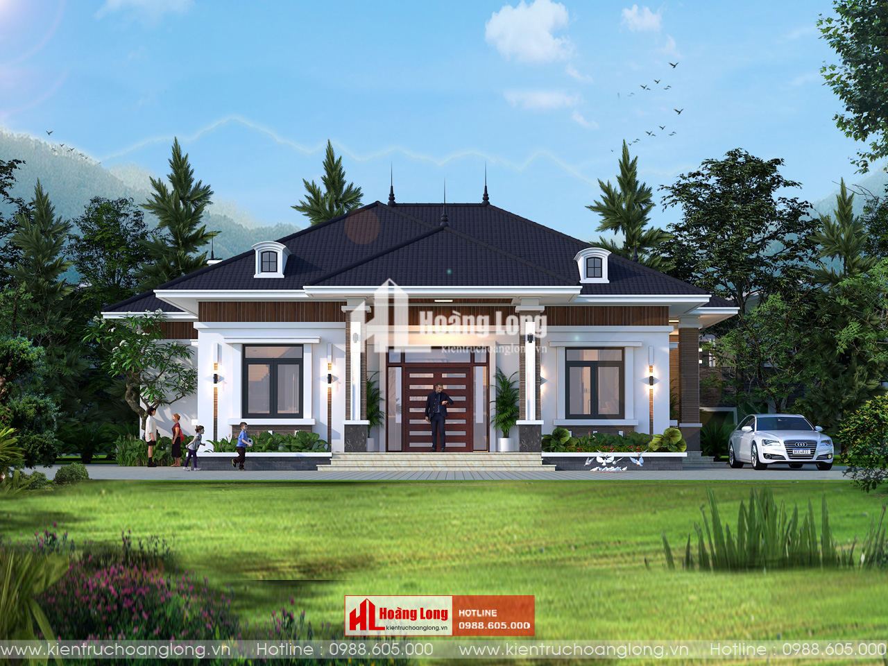 Thiết kế biệt thự tại Hà Nam biệt thự 1 tầng mái Nhật [HL223925]