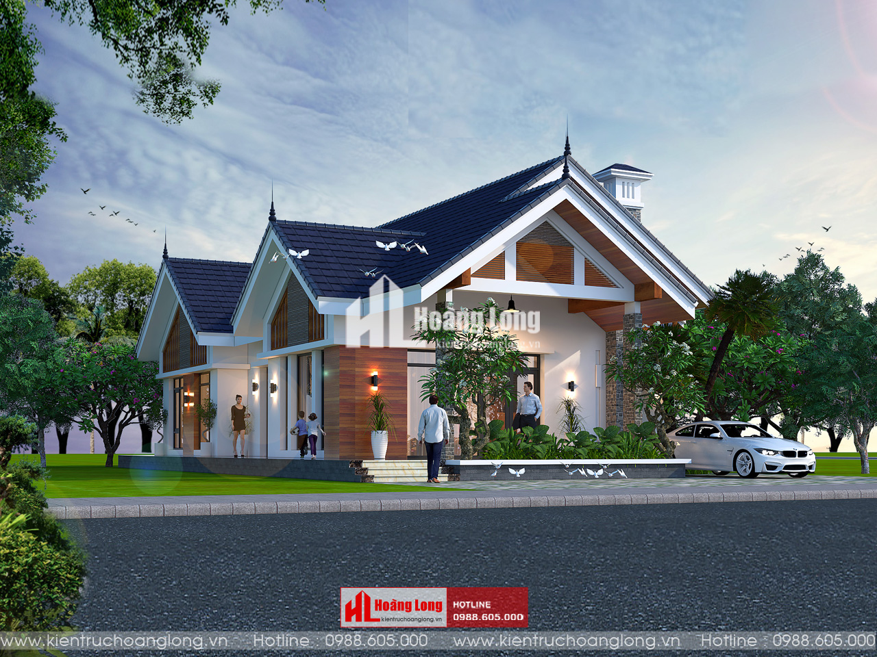 Thiết kế biệt thự tại Nam Định 1 tầng mái Thái [HL221925]