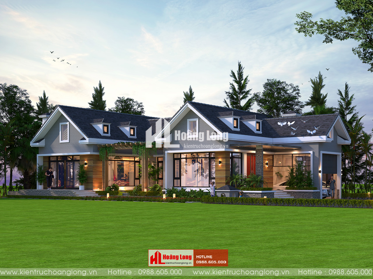 Thiết kế thi công biệt thự Bình Phước 1 tầng mái Thái [HL201925]
