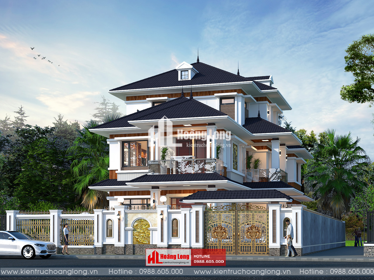 Thiết kế biệt thự 3 tầng mái Nhật Quảng Ninh [HL841025]