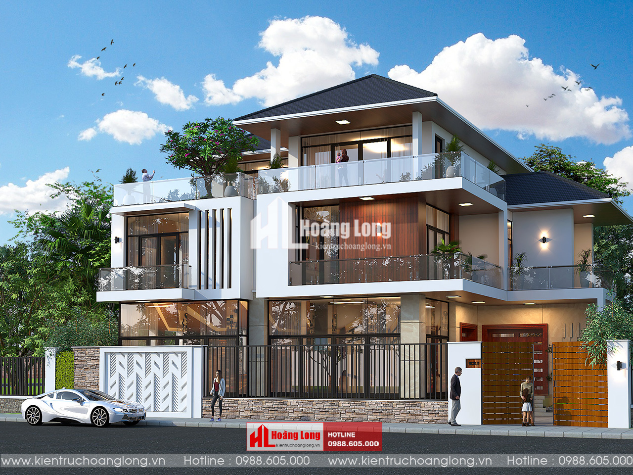 Thiết kế biệt thự 3 tầng mái Nhật Sơn La hiện đại [HL811025]
