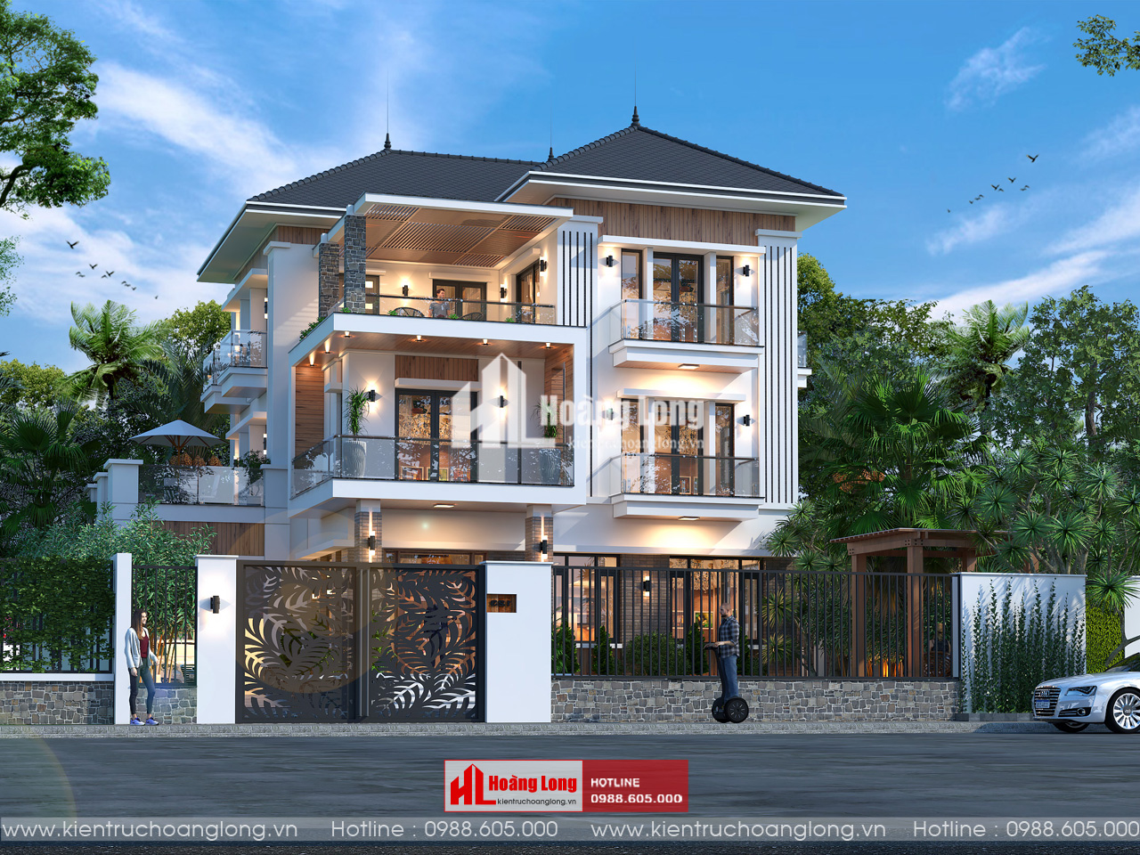 Thiết kế biệt thự 3 tầng Tuyên Quang mái Nhật [HL851025]