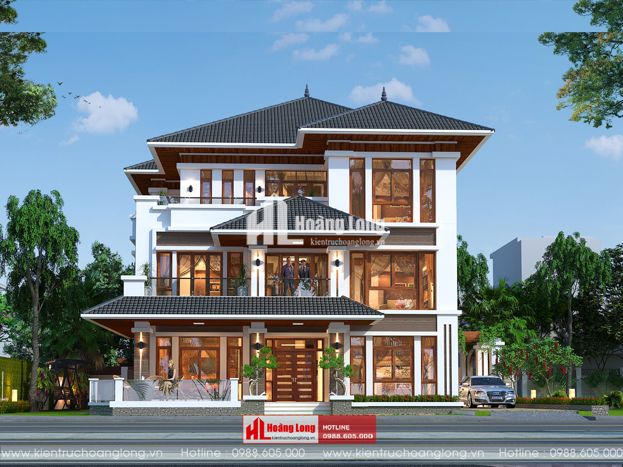 Thiết kế biệt thự Bắc Giang mái Nhật 3 tầng tuyệt tác kiến trúc [HL891025]