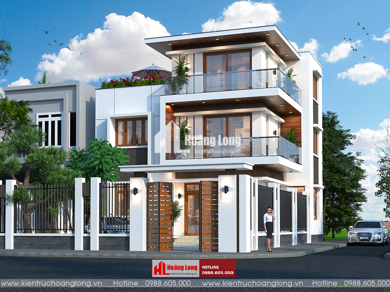 Thiết kế biệt thự mái bằng 3 tầng Đà Nẵng [HL061025]