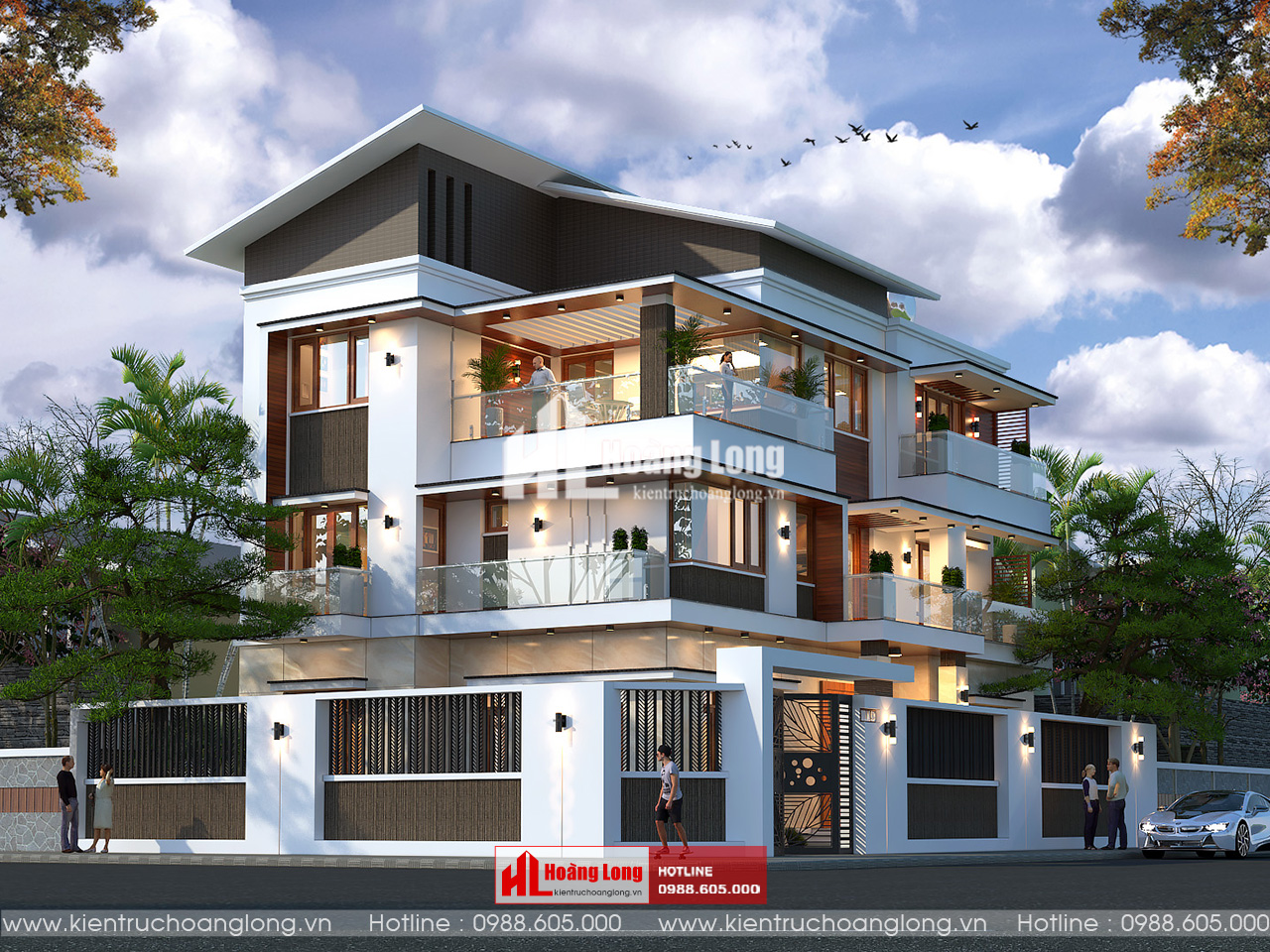 Thiết kế biệt thự mái Nhật 3 tầng Hải Phòng hiện đại [HL051025]