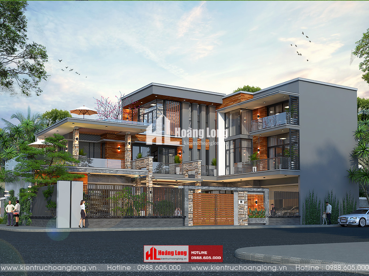 Thiết kế biệt thự mái Nhật 3 tầng Kiên Giang [HL611025]