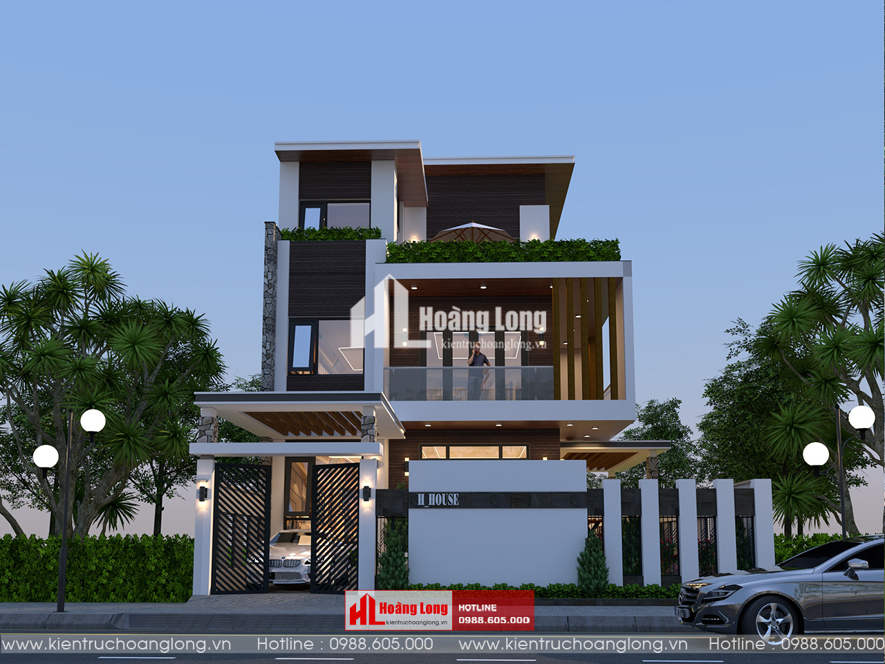 Thiết kế biệt thự mái Bằng Hà Tĩnh 3 tầng [HL022025]