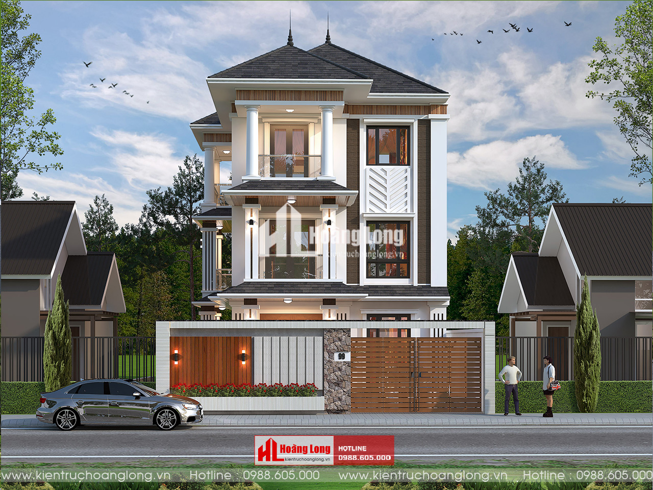 Thiết kế biệt thự mái Nhật Hưng Yên 3 tầng hiện đại [HL103025]