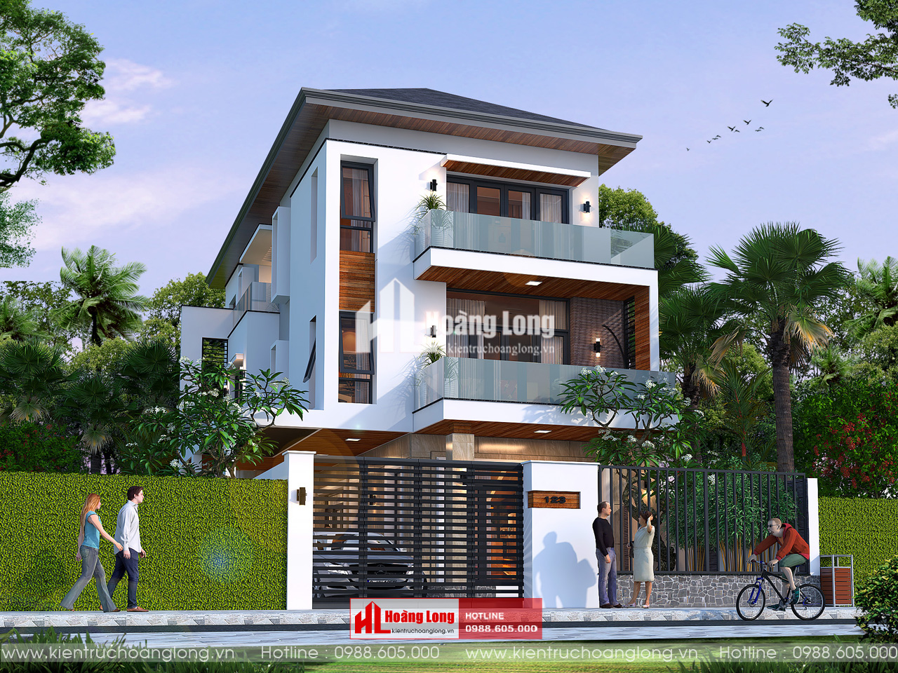 Thiết kế biệt thự mái Nhật Thanh Hóa 3 tầng [HL991025]