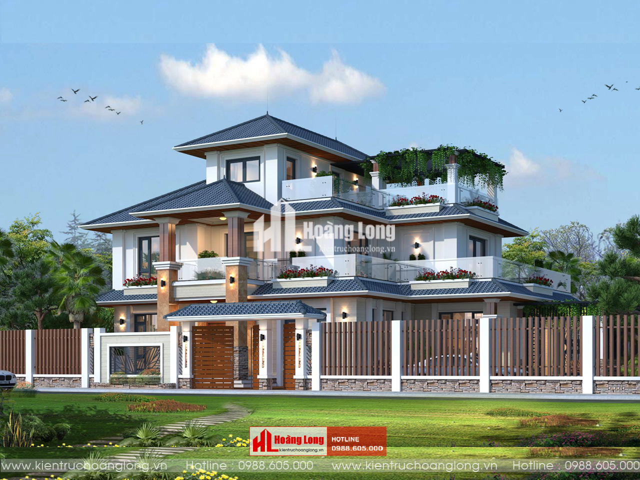 Thiết kế biệt thự mái Nhật 3 tầng Hải Phòng [HL921025]