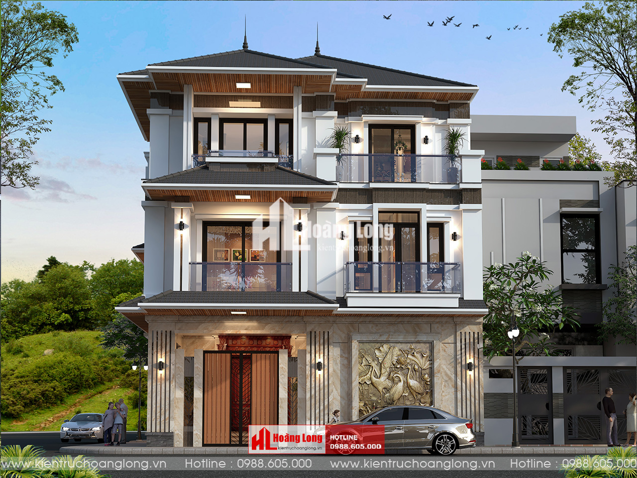 Thiết kế biệt thự 3 tầng hiện đại mái Nhật tại Hậu Lộc – Thanh Hóa [HL100125]