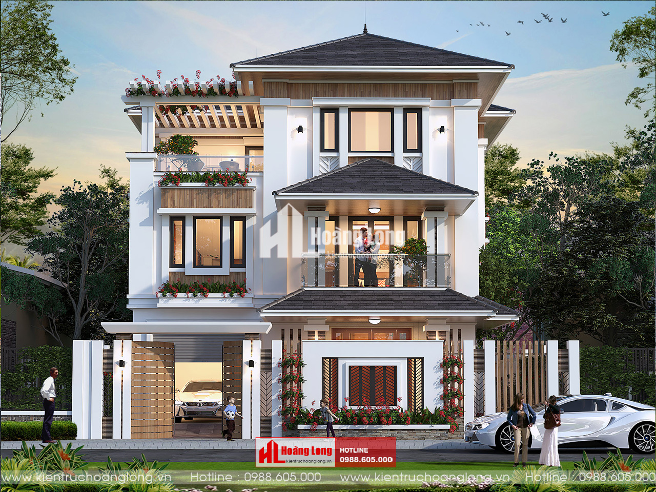 Thiết kế nhà mái Nhật 3 tầng Hải Dương [HL321025]