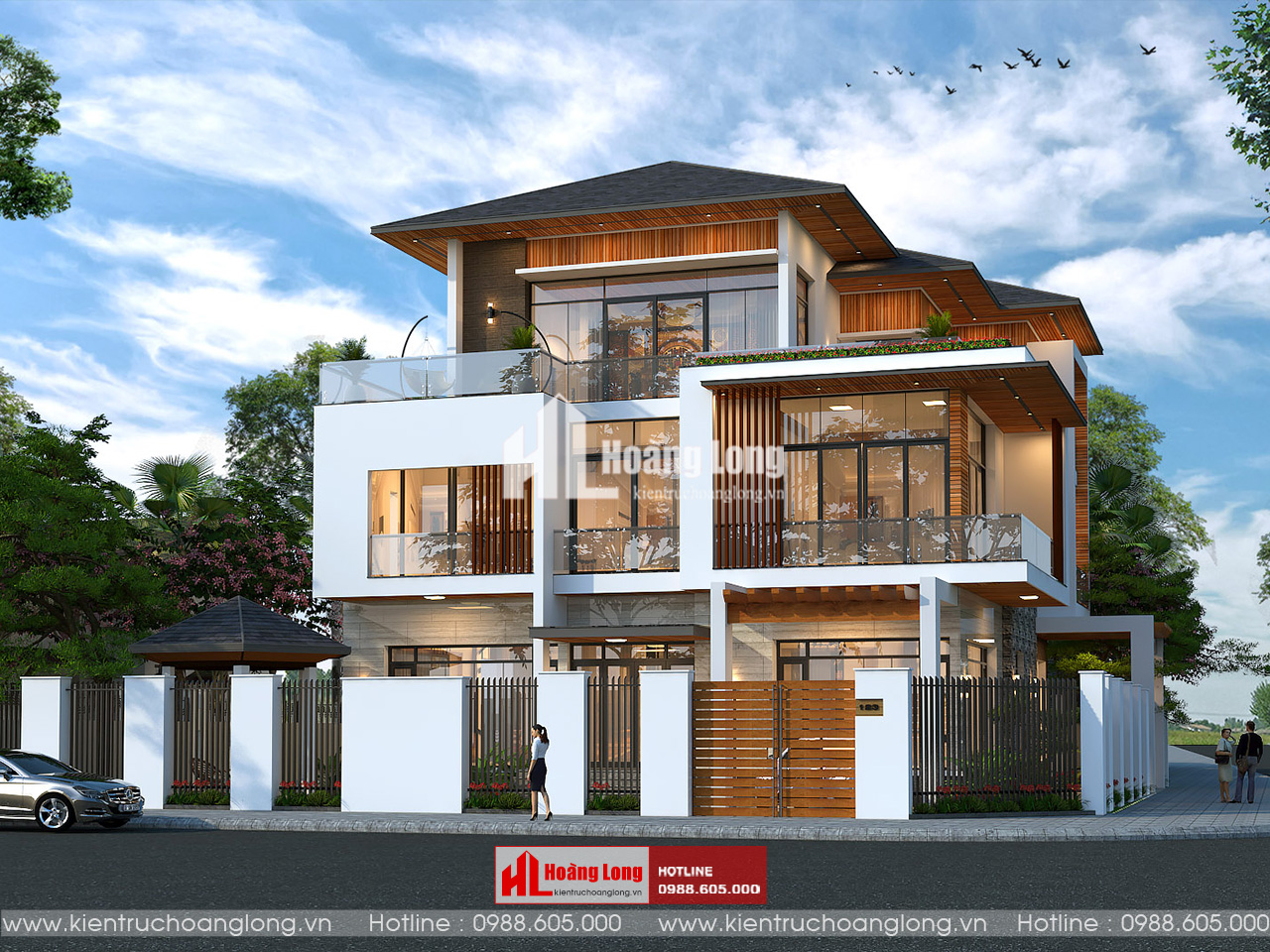 Thiết kế nhà mái Nhật 3 tầng Thái Bình hiện đại [HL041025]