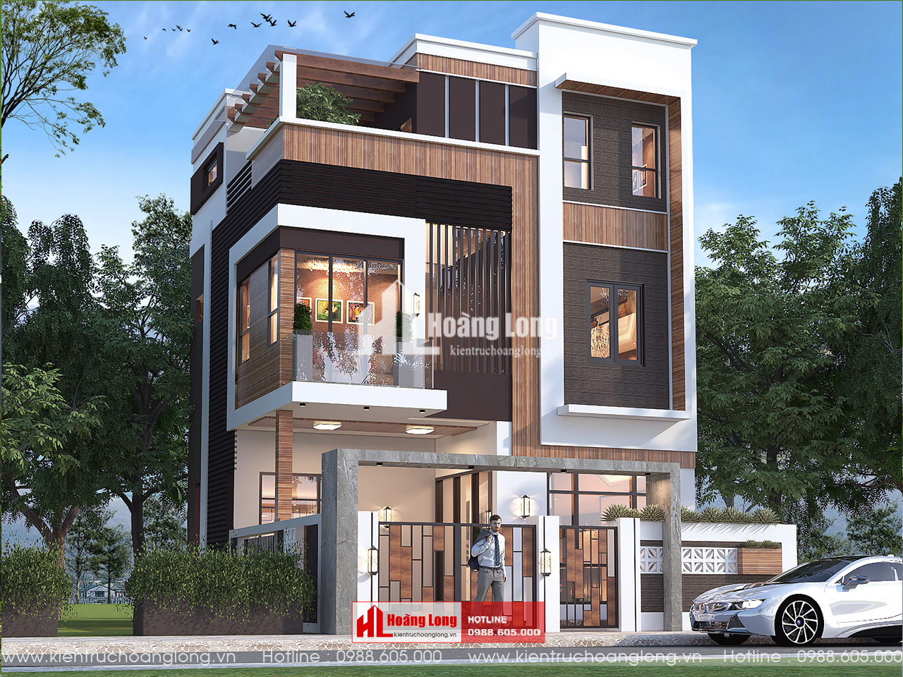 Thiết kế biệt thự mái bằng Ninh Bình 3 tầng hiện đại [041025]