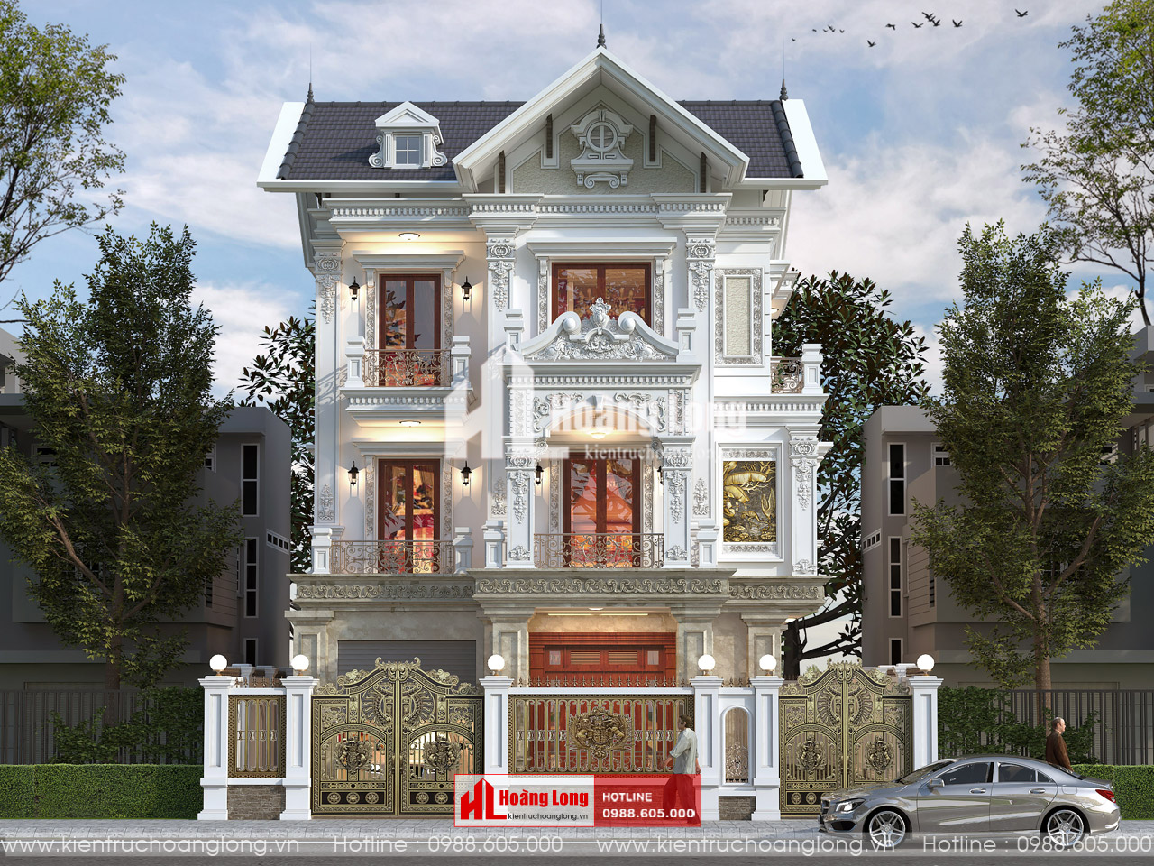 Thiết kế biệt thự tân cổ mái Thái Lào Cai 3 tầng [HL241125]