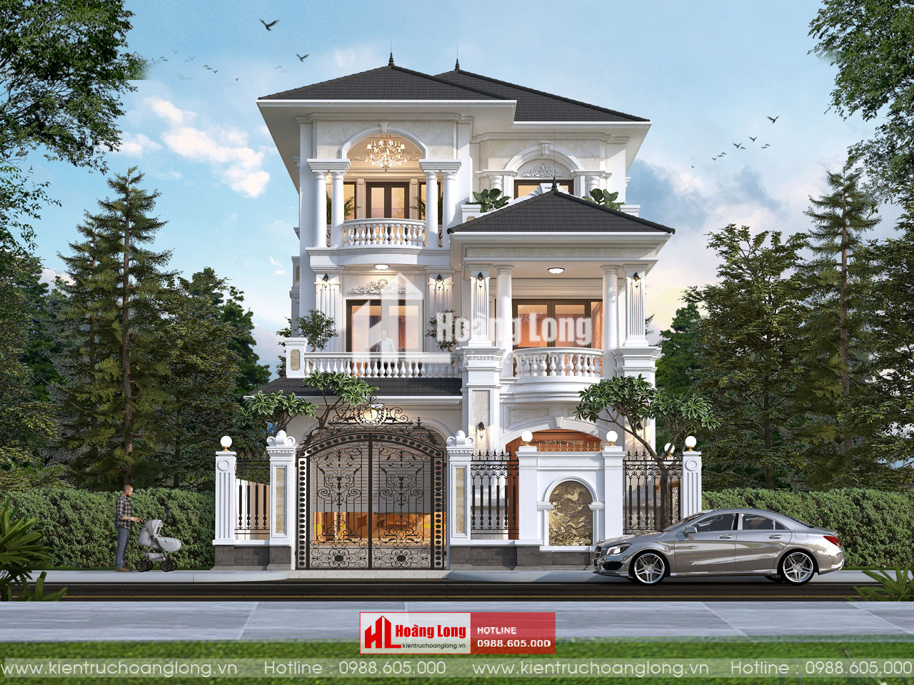 Biệt thự Tân cổ điển 3 tầng mái Nhật Nghệ An sang trọng [HL221125]