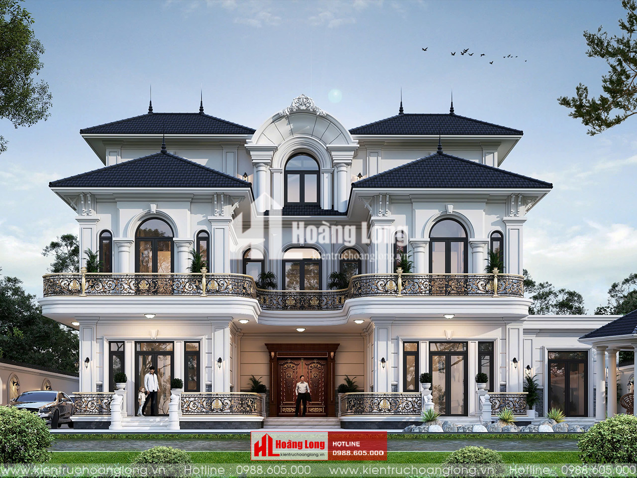 Thiết kế biệt thự tân cổ mái Nhật Bắc Ninh 19m ngang [HL311225]
