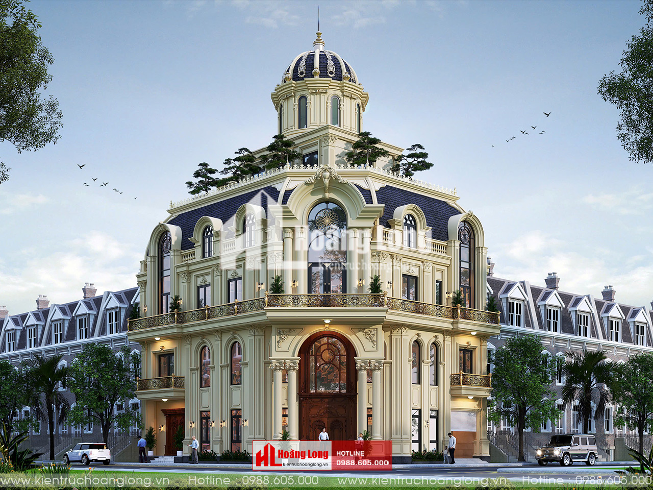 Thiết kế dinh thự Tân cổ điển 3 tầng tại TP. Bắc Giang [HL060126]