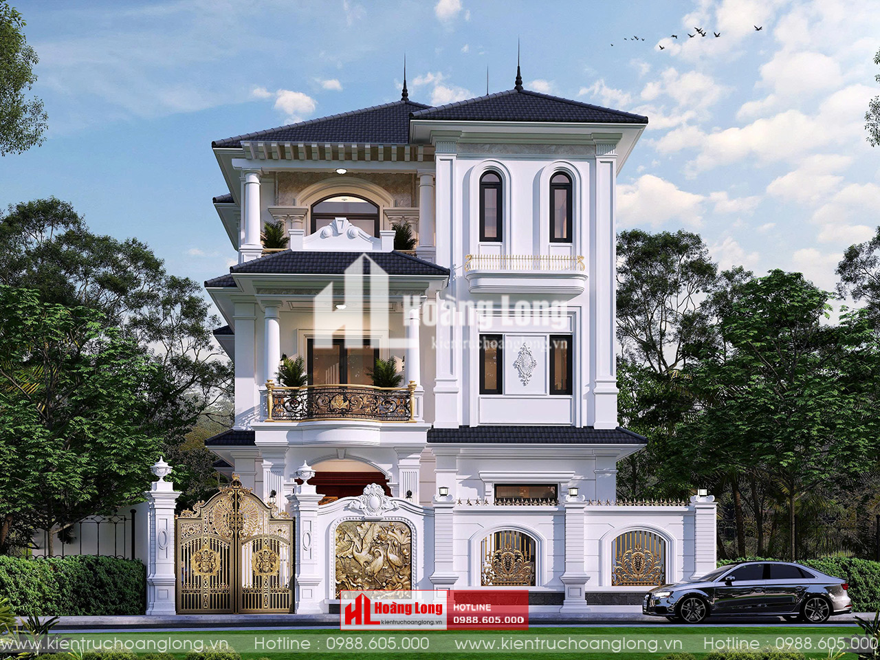 Thiết kế biệt thự 2 mặt tiền Tân cổ mái Nhật tại TP.Thanh Hóa [HL512026]