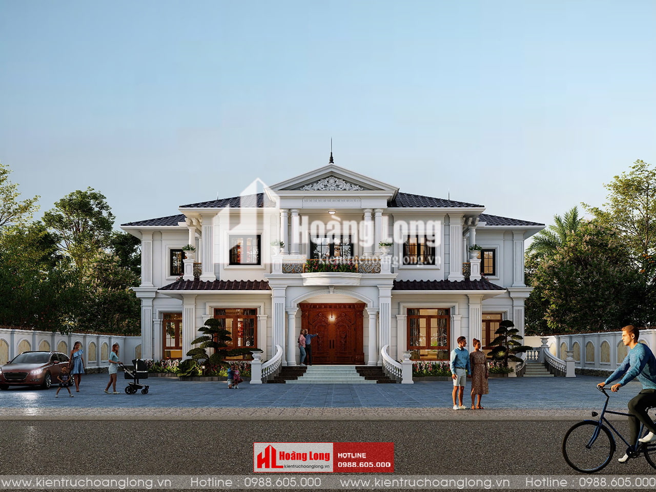 Mẫu thiết kế biệt thự sân vườn Bắc Ninh tân cổ điển 2 tầng [HL260326]