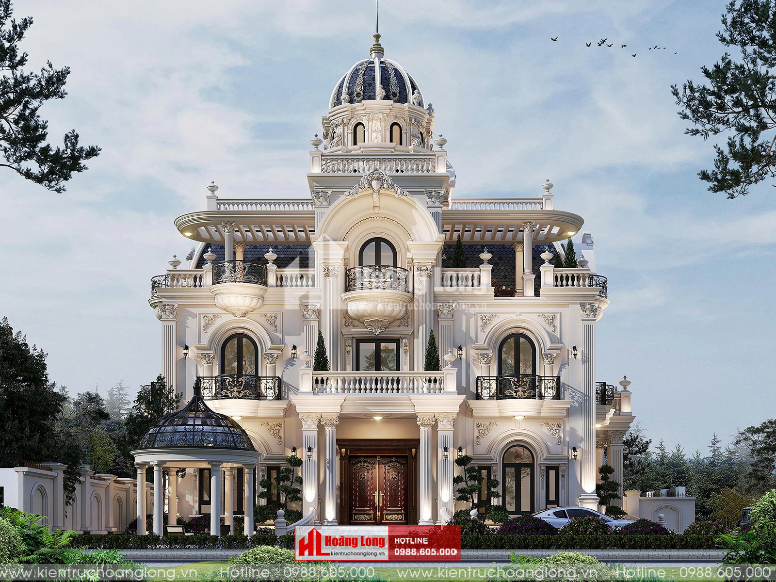 Mẫu Thiết Kế Biệt Thự 3 Tầng Tân Cổ Điển 450m2 Quảng Trị [HL25726]