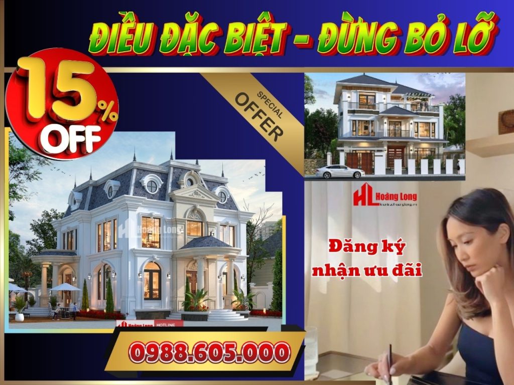  Điều Đặc Biệt Đừng Bỏ Lỡ Giảm Tới 15% Chi Phí Thiết Kế Kiến Trúc Nội Thất: Biệt Thự, Nhà Phố Tặng Ngay Miễn Phí Bản Vẽ Mặt Bằng Công Năng 2D Tư Vấn Miễn Phí Bởi Chuyên Gia Thiết Kế Cao Cấp, 15 Năm Kinh Nghiệm Miễn Phí Xem Mẫu Phối Cảnh 3D Các Dự Án Thiết Kế Kiến Trúc: Biệt Thự, Nhà Phố