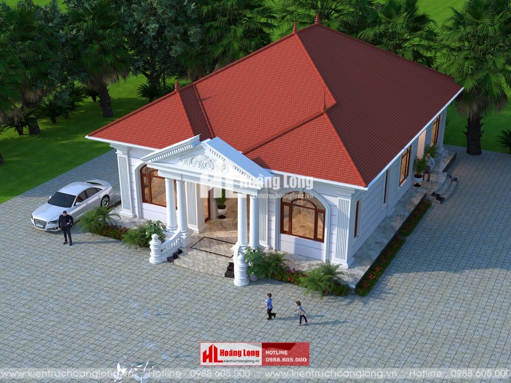 Biệt thự tân cổ 1 tầng mái Nhật