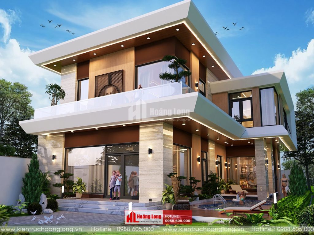Thiết kế biệt thự 2 tầng mái bằng