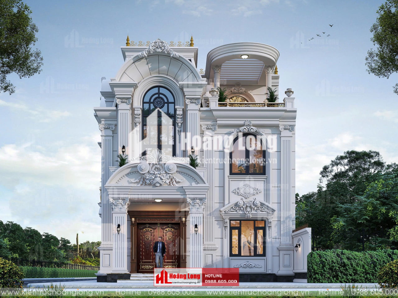 Mẫu Thiết Kế Biệt Tự Tân Cổ Mái Mansard Thanh Hóa [Hl15426]