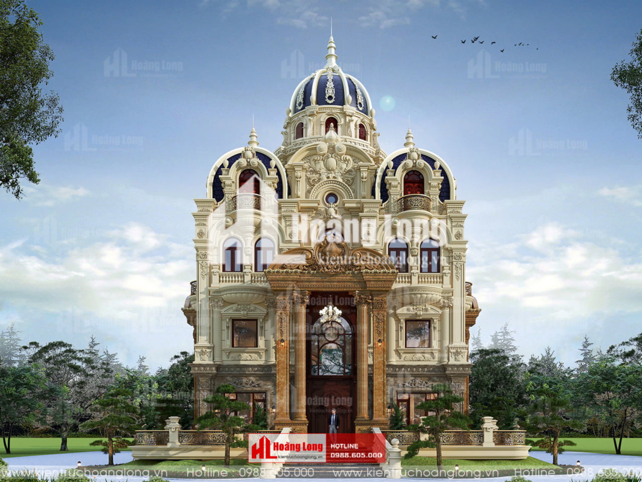 Mẫu Thiết Kế Lâu Đài Phong Cách Tân Cổ 4 Tầng Đẳng Cấp Tại Tây Ninh [Hl12425]